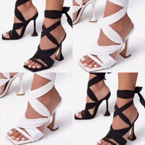 Sexy Ankle Straps Open Toe Pumps