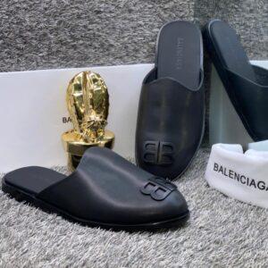 Luxury Black Balenciaga Slip On Half Shoe