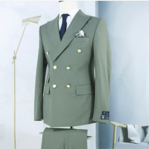 High End Army Green Double Breasted Suit