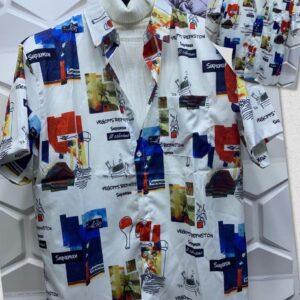 Men's Vintage Print Casual Button Up Shirt