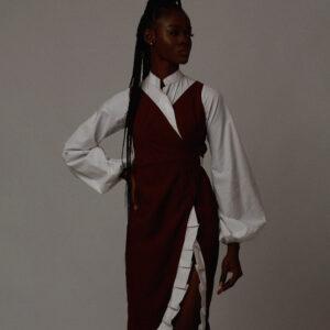 ISSEY crepe & cotton dress