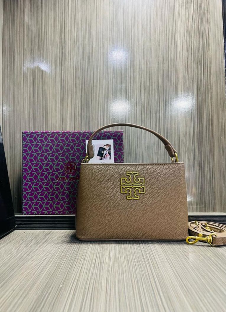 Tory Burch McGraw Small Leather Top-Handle Satchel – Luxury Pebbled Leather Crossbody Bag - Image 8