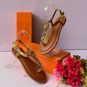 Giuseppe Zanotti Women’s Jewel-Encrusted T-Strap Sandals – Luxury Crystal Embellished Flat Thong Sandals in Gold, Rose Gold, & Onyx Black