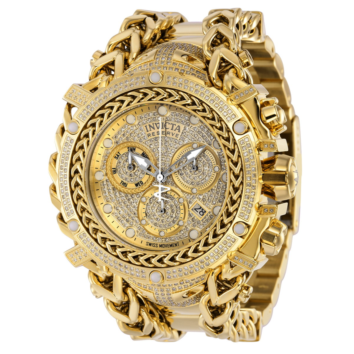 Invicta Reserve Gladiator – Full 18K Gold Plated with Diamond Pavé Dial - Image 3