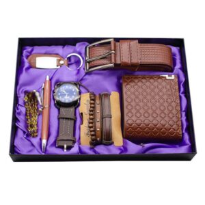 Fancy Collection 7-in-1 Men's Executive Set - Black and Brown