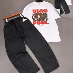 The "Deadpool" Oversized Graphic Tee + The "Acid-Wash" Noir Wide-Leg Joggers