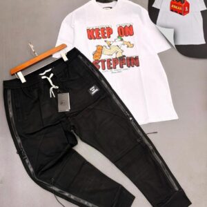 The "Keep On Steppin" Oversized Tee + The "Stealth Tech" Side-Zip Joggers