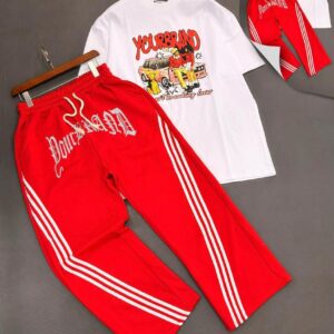 The "Heartbreaking Lover" Oversized Tee + The "Scarlet Heritage" Wide-Leg Joggers