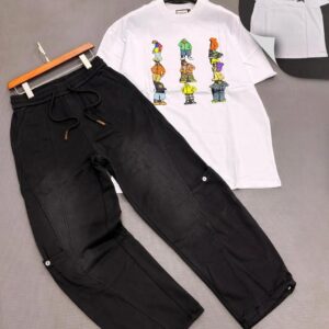 The "Squad Goals" Oversized Tee + The "Architectural Noir" Stacked Joggers