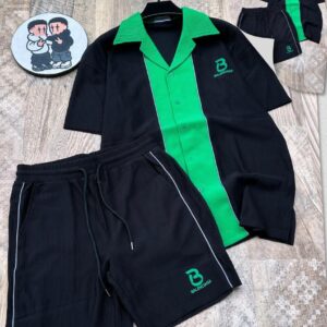 Balenciaga "Verde-Noir" Plissé Set