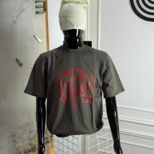Givenchy "Slate Crimson" Crest Tee: Industrial Grey & Gothic Fire