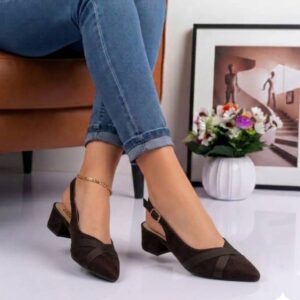 Luxury Jeweled Bow Slingback Flats – Metallic & Satin Pointed-Toe Low Heels with Multi-Color Crystal Brooch