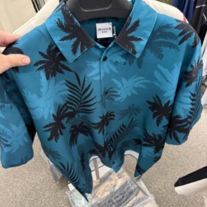 2MORROW Midnight Azure Palm Revere Shirt – Men’s Luxury Teal & Black Tropical Resort Wear