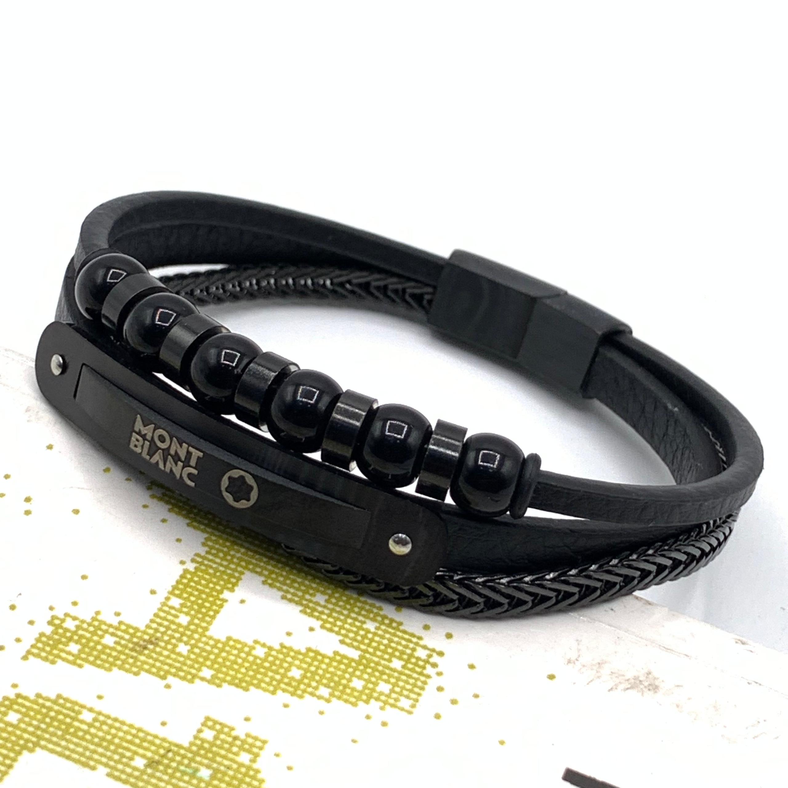 The Montblanc "Summit" Multi-Strand Leather Bracelet – Stealth Luxury - Image 3