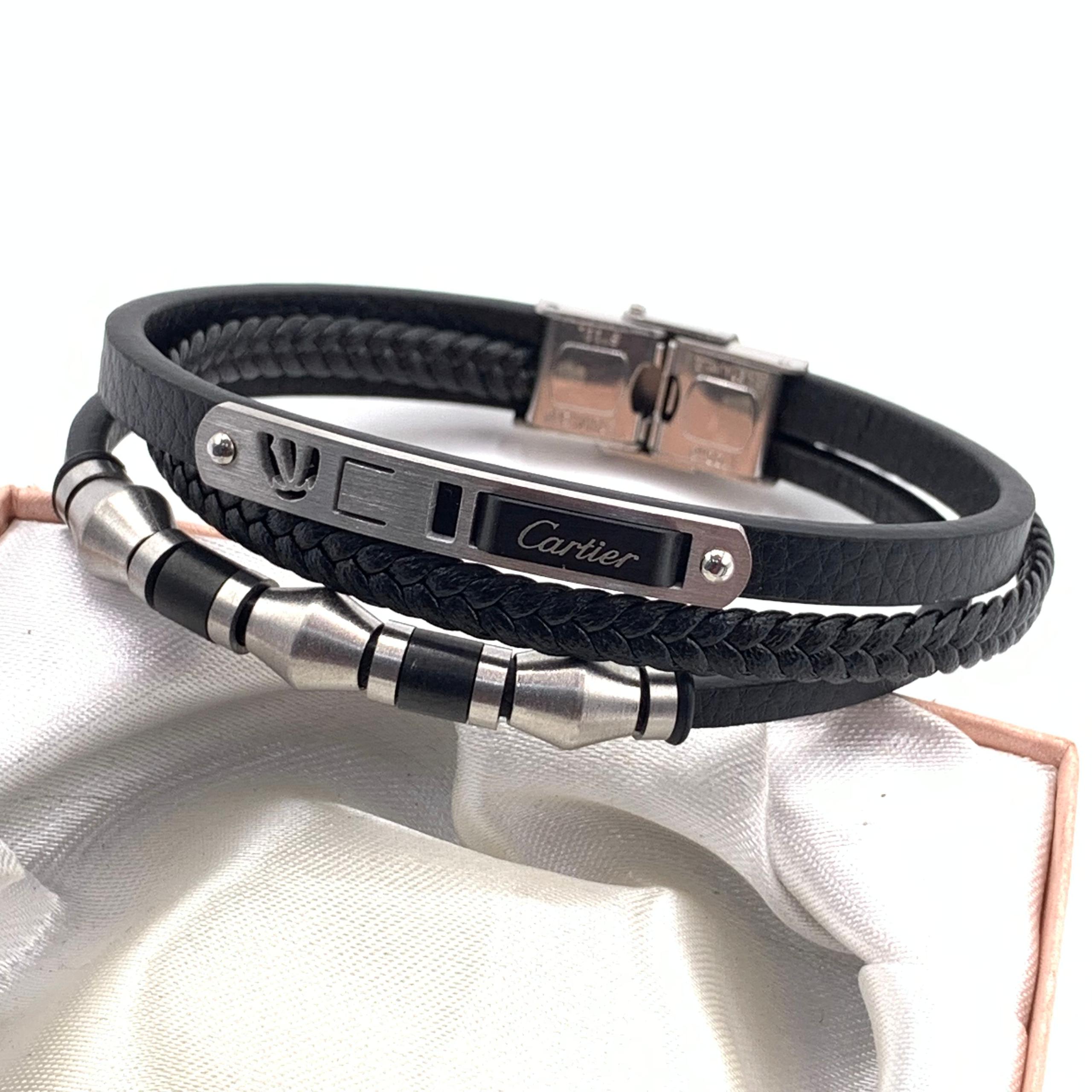 Cartier Executive Edition: Multi-Strand Leather & Obsidian Wristwear - Image 7