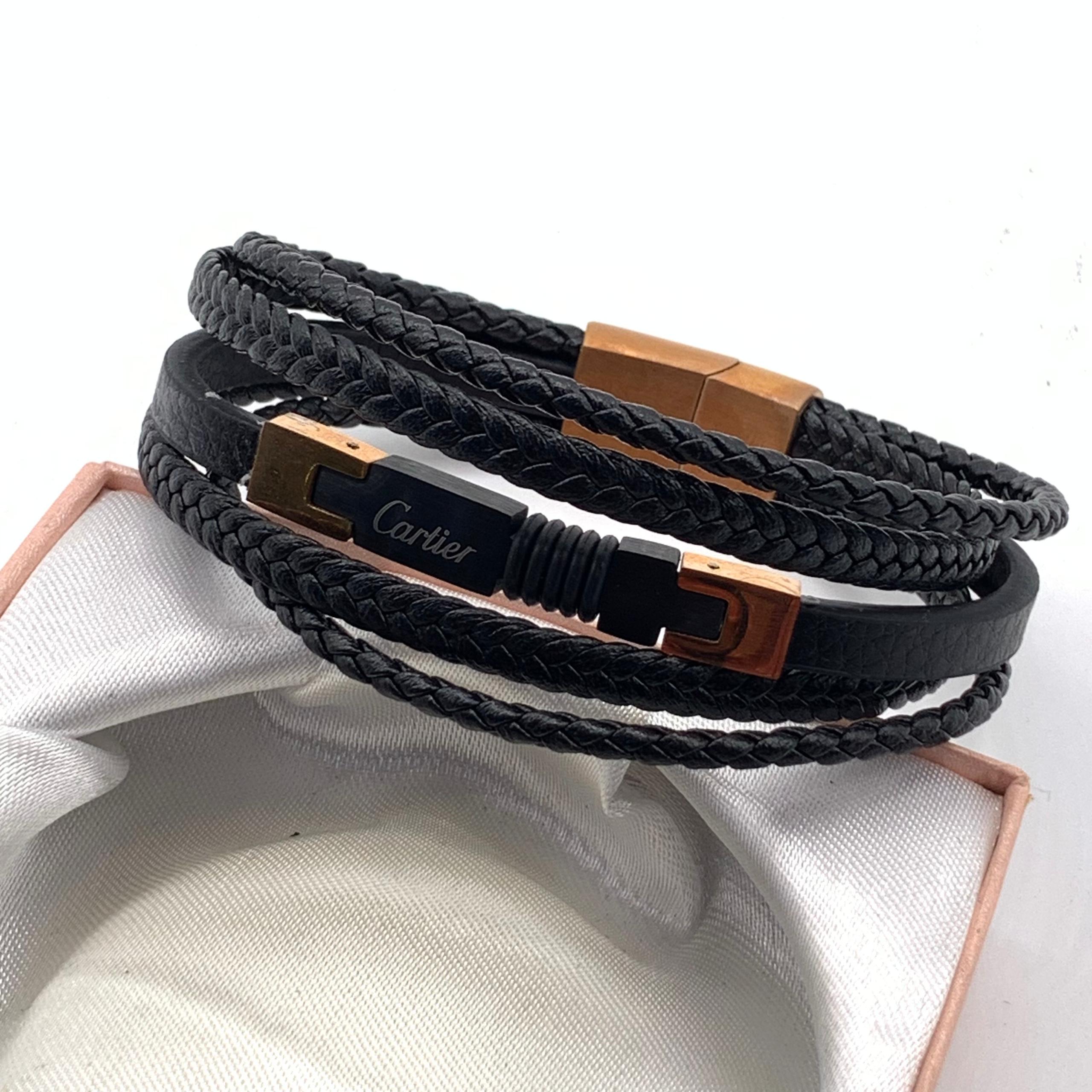 Cartier Executive Edition: Multi-Strand Leather & Obsidian Wristwear - Image 6