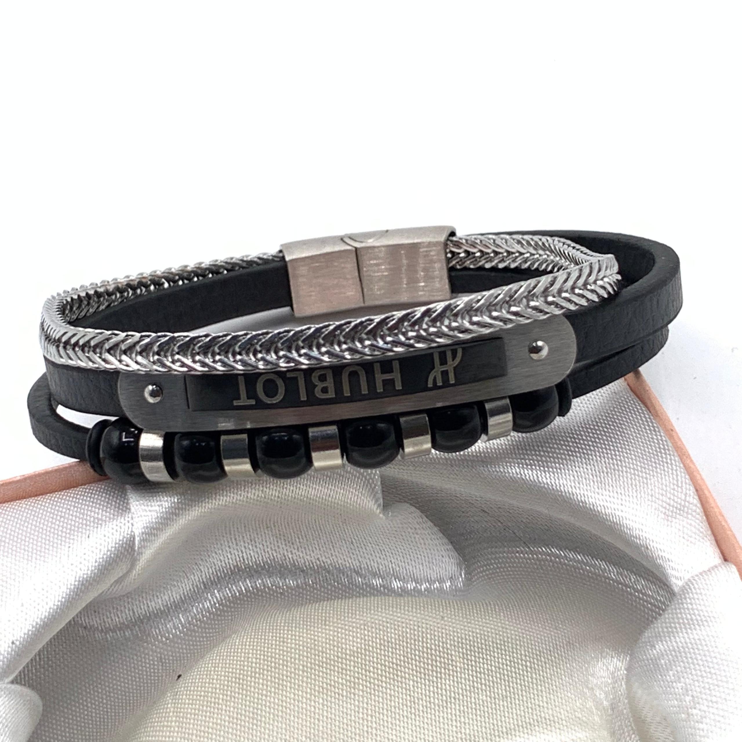 Hublot "Fusion" Edition: Multi-Strand Obsidian & Leather Wristwear