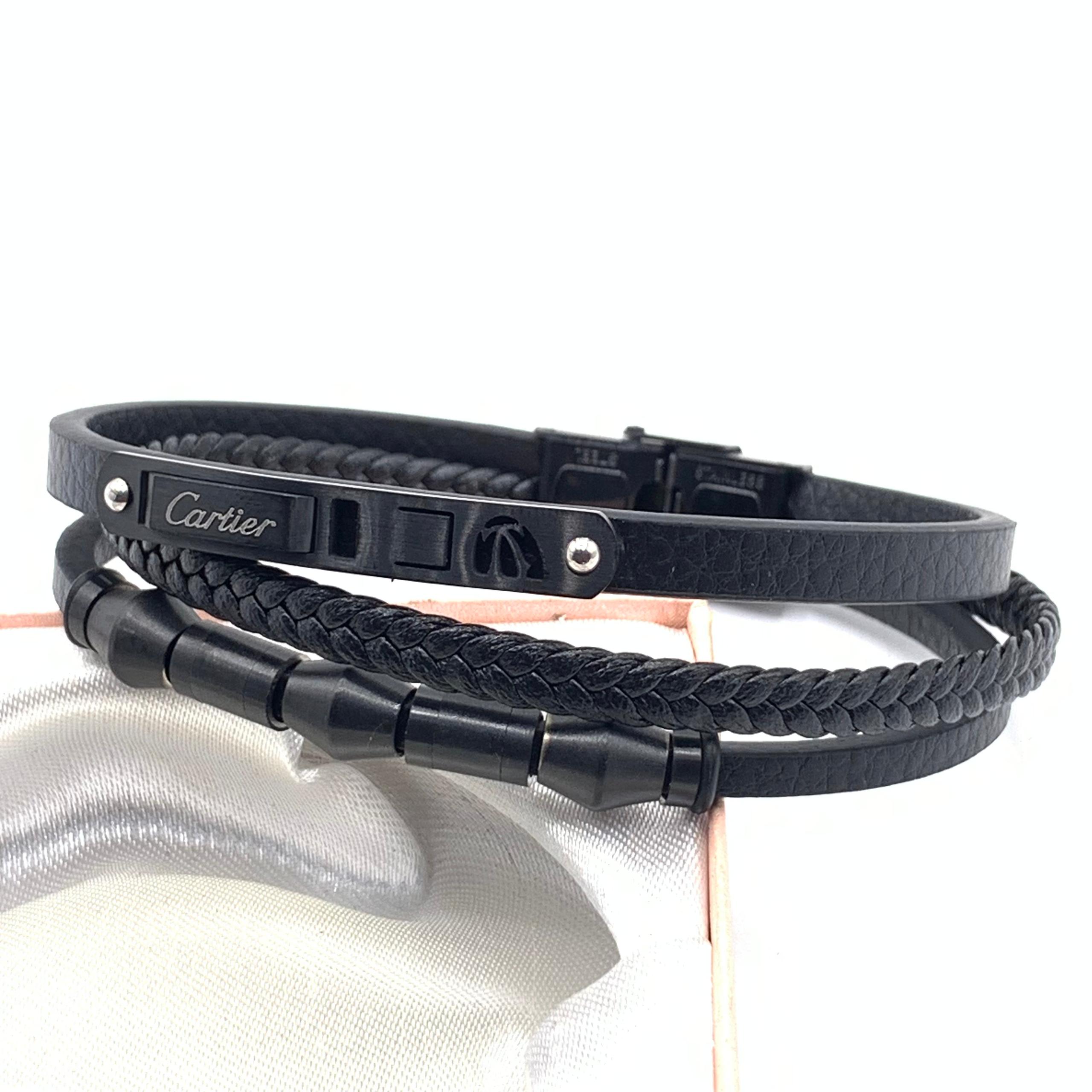 Cartier Executive Edition: Multi-Strand Leather & Obsidian Wristwear - Image 5