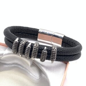 All-Black "Industrial Luxe" Multi-Strand Beaded Bracelet