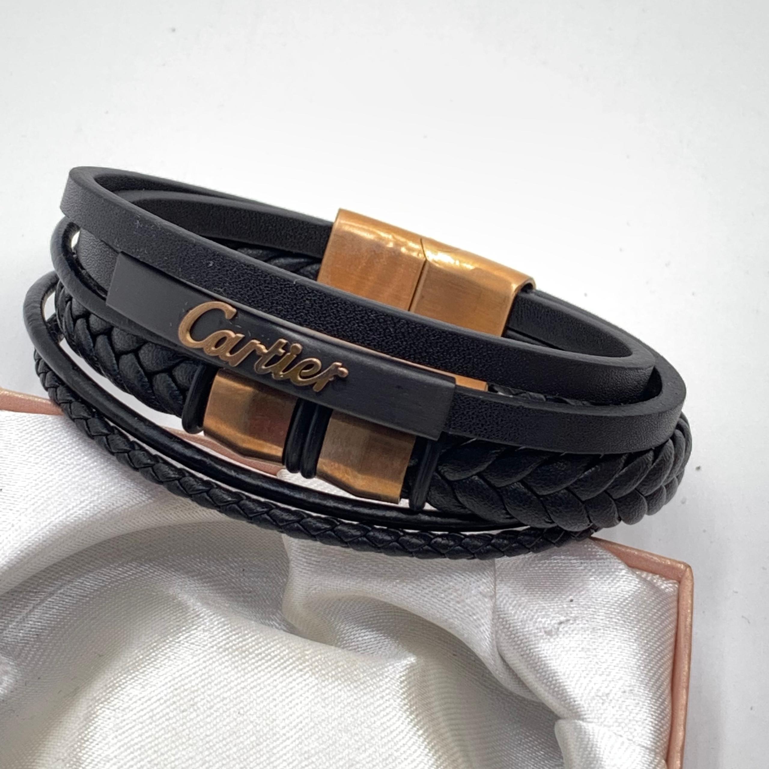 Cartier Executive Edition: Multi-Strand Leather & Obsidian Wristwear - Image 11