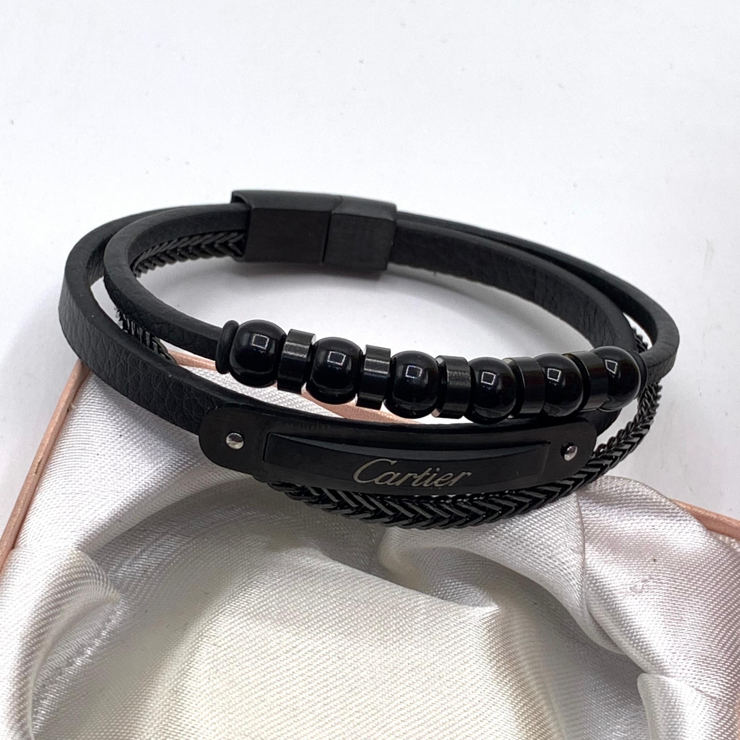 Cartier Executive Edition: Multi-Strand Leather & Obsidian Wristwear - Image 9