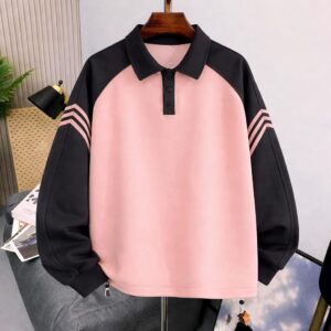 Idumota "Salmon & Obsidian" Luxury Polo Sweatshirt: Bold Contrast & Modern Prep