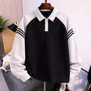 Men’s Long Sleeve Polo Sweatshirt – Premium Casual Streetwear