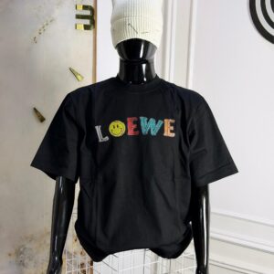 LOEWE Multi-Color Smiley Graphic Tee – Men’s Luxury Black Oversized Streetwear T-Shirt