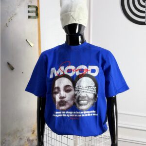 Mood Swing" Avant-Garde Graphic Tee – Luxury Streetwear Portrait T-Shirt in Yellow & Blue