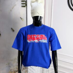 Diesel Denim Division Glitch Tee – Men’s Royal Blue Luxury Graphic Streetwear Shirt