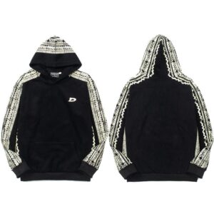 Ancestral Tribal Chevron Hoodie – Men’s Luxury Patterned Sleeve Streetwear Black Hoodie