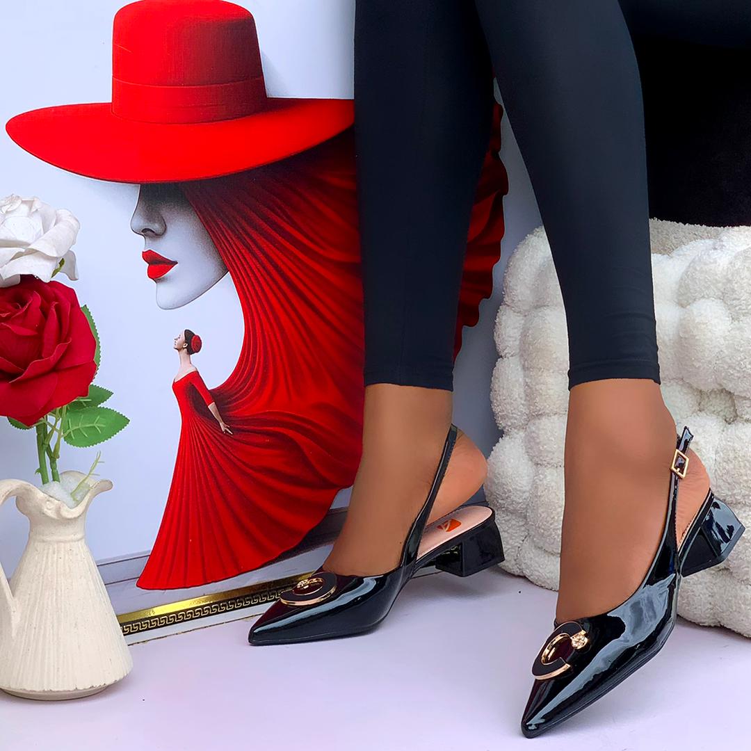 Idumota Women’s Luxe Geometric Block Heels – Patent Black Comfort & Prestige - Image 10