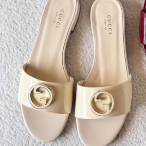 Gucci Blondie Patent Leather Slides – Luxury Interlocking G Low-Heel Sandals in Nero Black, Rosso Ancora & Nude