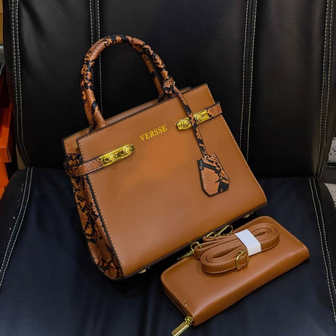 VERSSE Luxe Snakeskin 2-in-1 Handbag Set – Exotic Executive Style