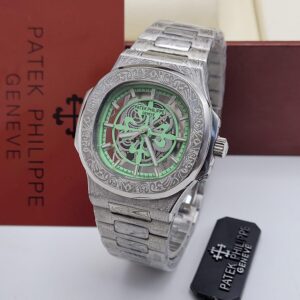 Custom Engraved Patek Philippe Nautilus Skeleton – Two-Tone Rose Gold & Steel Artisanal Watch