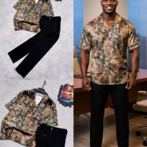 Premium Men’s Shirt & Trouser Set – Unique Newspaper Design