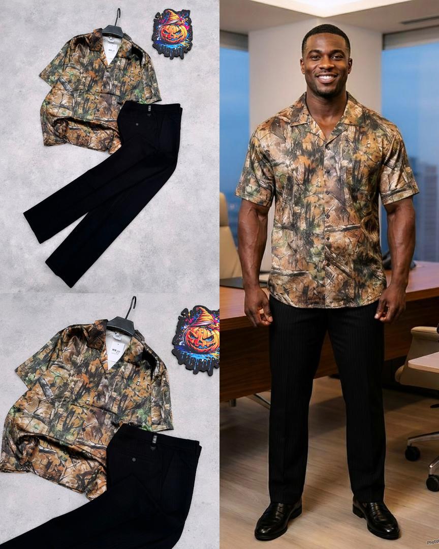 Premium Men’s Shirt & Trouser Set – Unique Newspaper Design