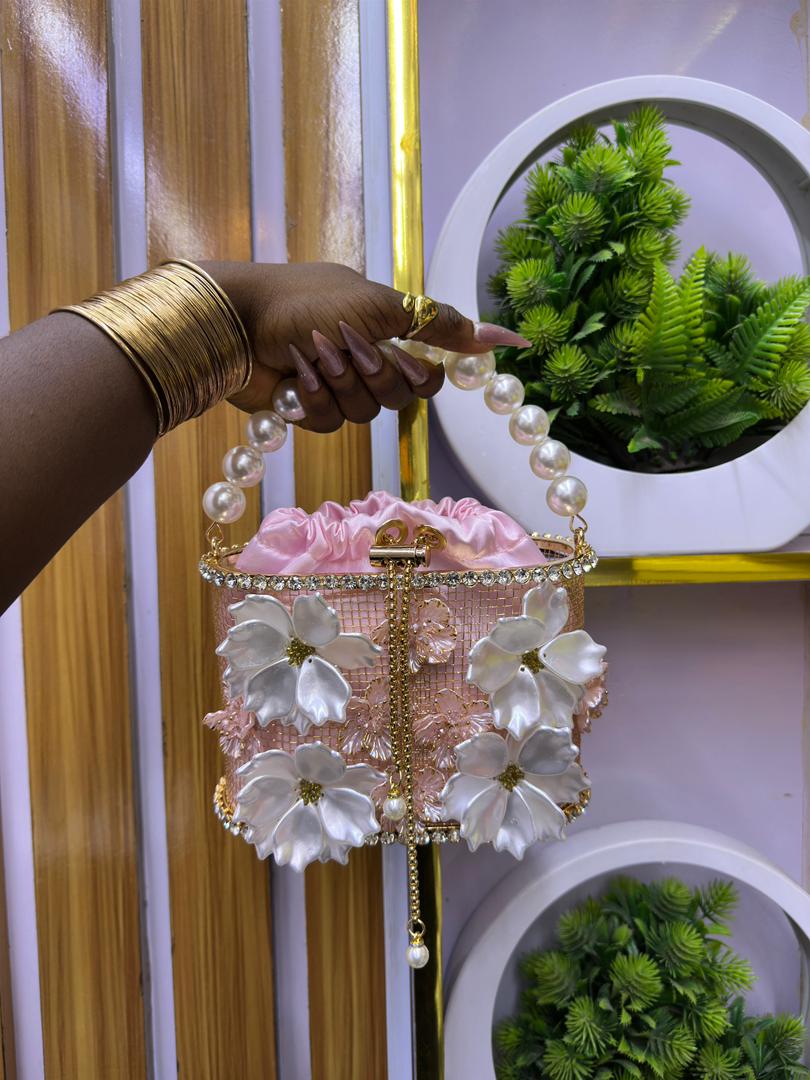 3D Pearl Garden Cage Bucket Bag – Luxury Floral Embellished Evening Purse - Image 4