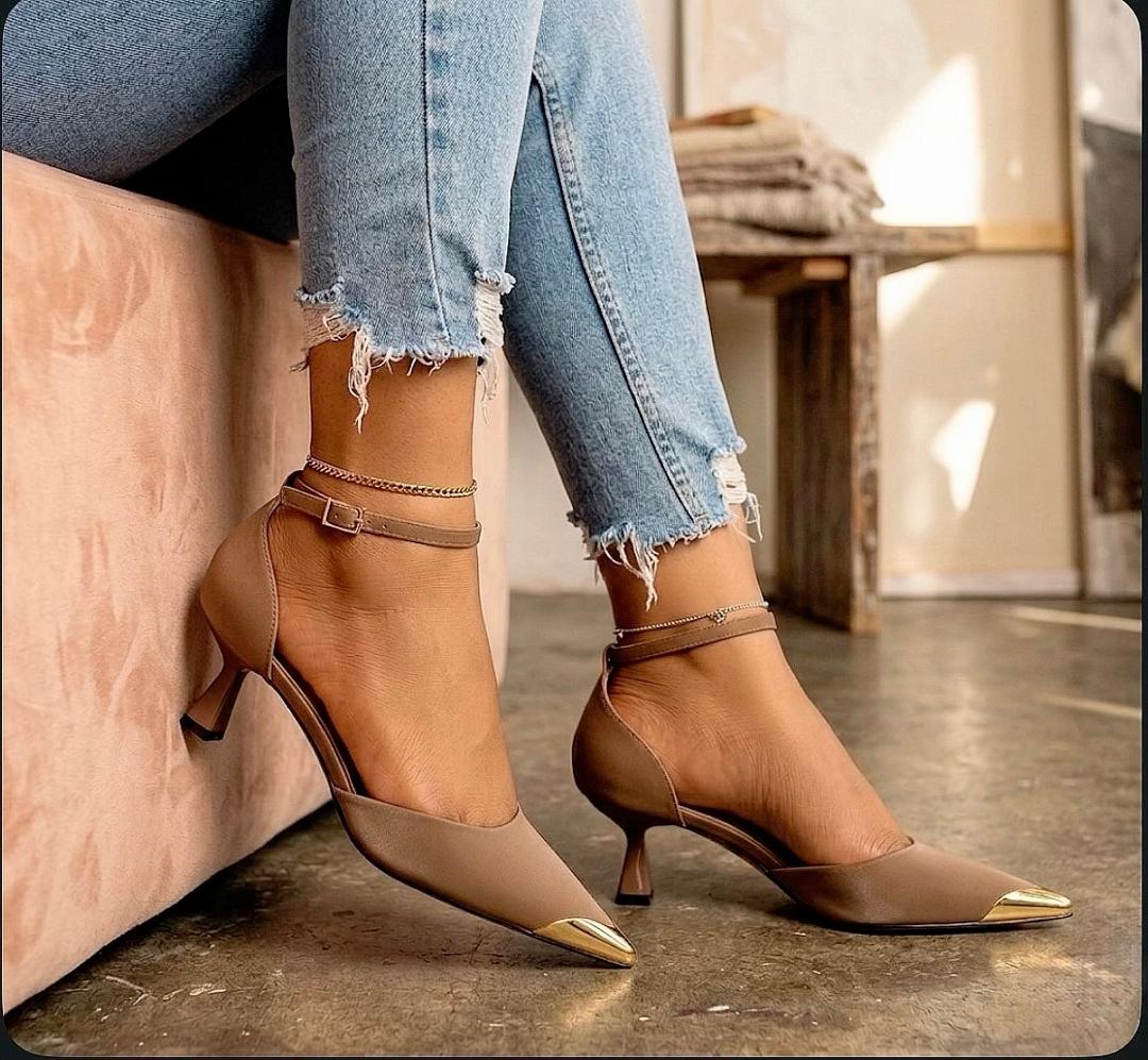 Metallic Cap-Toe Kitten Heels – Ankle Strap D’Orsay Pumps