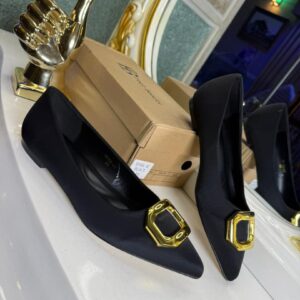 Premium Women's Pointed-Toe Ballet Flats - Elegant Gold Buckle Slip-On Work Shoes