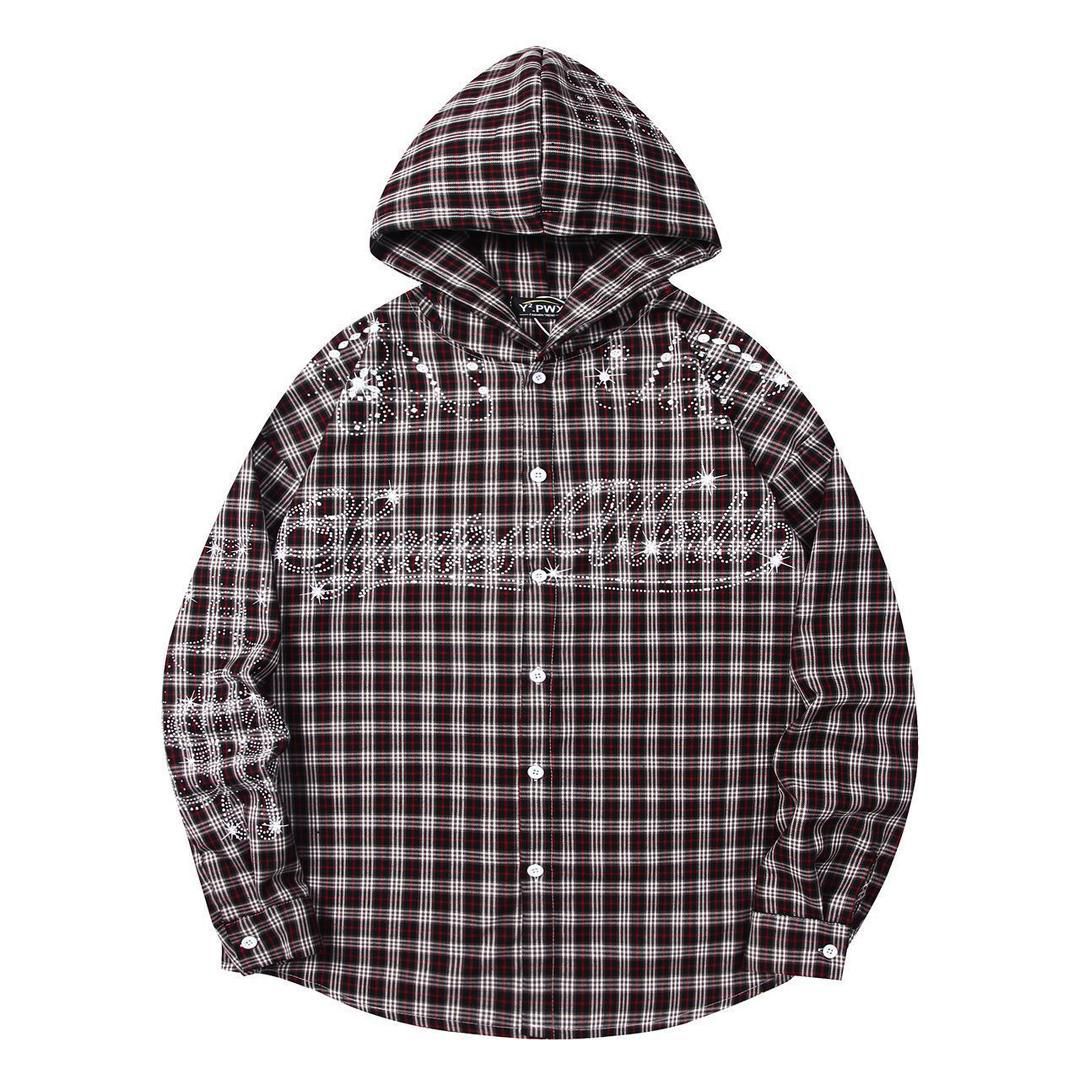 Worldwide Forever Urban Hooded Flannel – Maximalist Plaid Streetwear Shirt with Resistance Graphics - Image 3