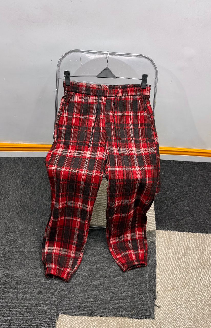 Premium Urban Bottoms - Red Tartan Punk Plaid