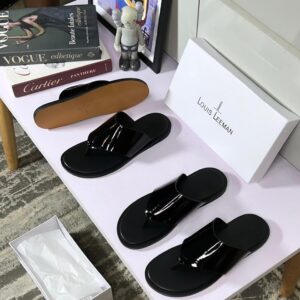 Louis Leeman "Onyx" Patent Thong Sandals