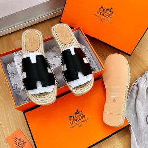 Hermès "H" Cut-Out Espadrille Slides