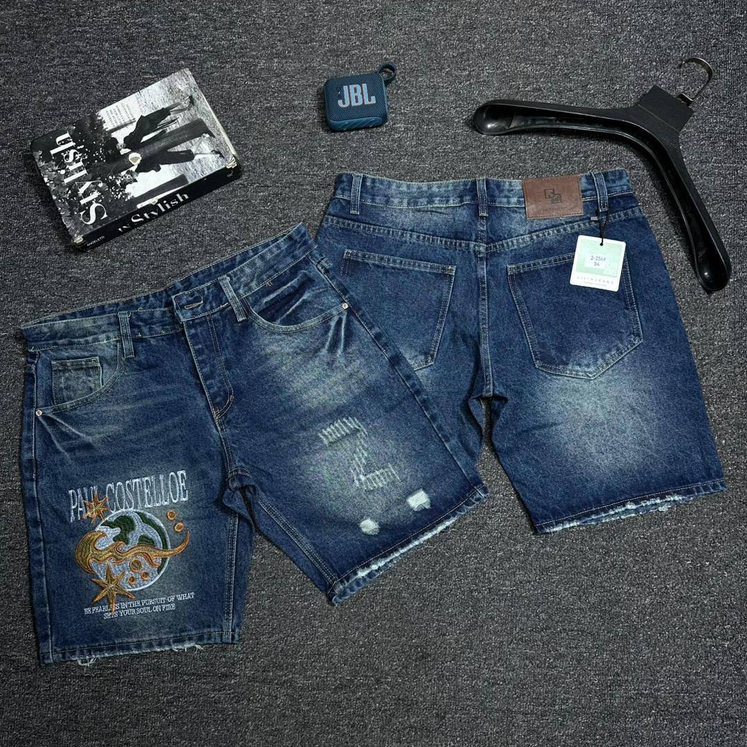 Men’s Casual Denim Shorts – Trendy Distressed Blue Jeans
