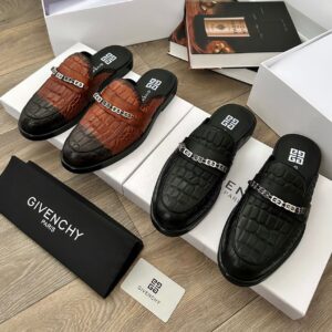 Givenchy Croc-Embossed G-Chain Luxury Mules
