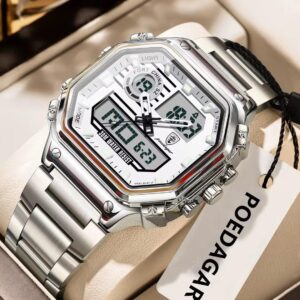 Poedagar "Iron Edge" Dual-Display Sport Watch