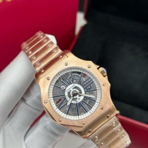 Cartier Skeleton Rose‑Gold Watch + Black