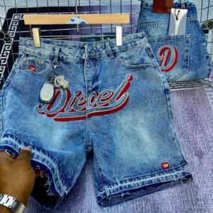 Diesel High-Definition Embroidered Denim Shorts - Blue