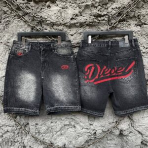 Diesel High-Definition Embroidered Denim Shorts - Black